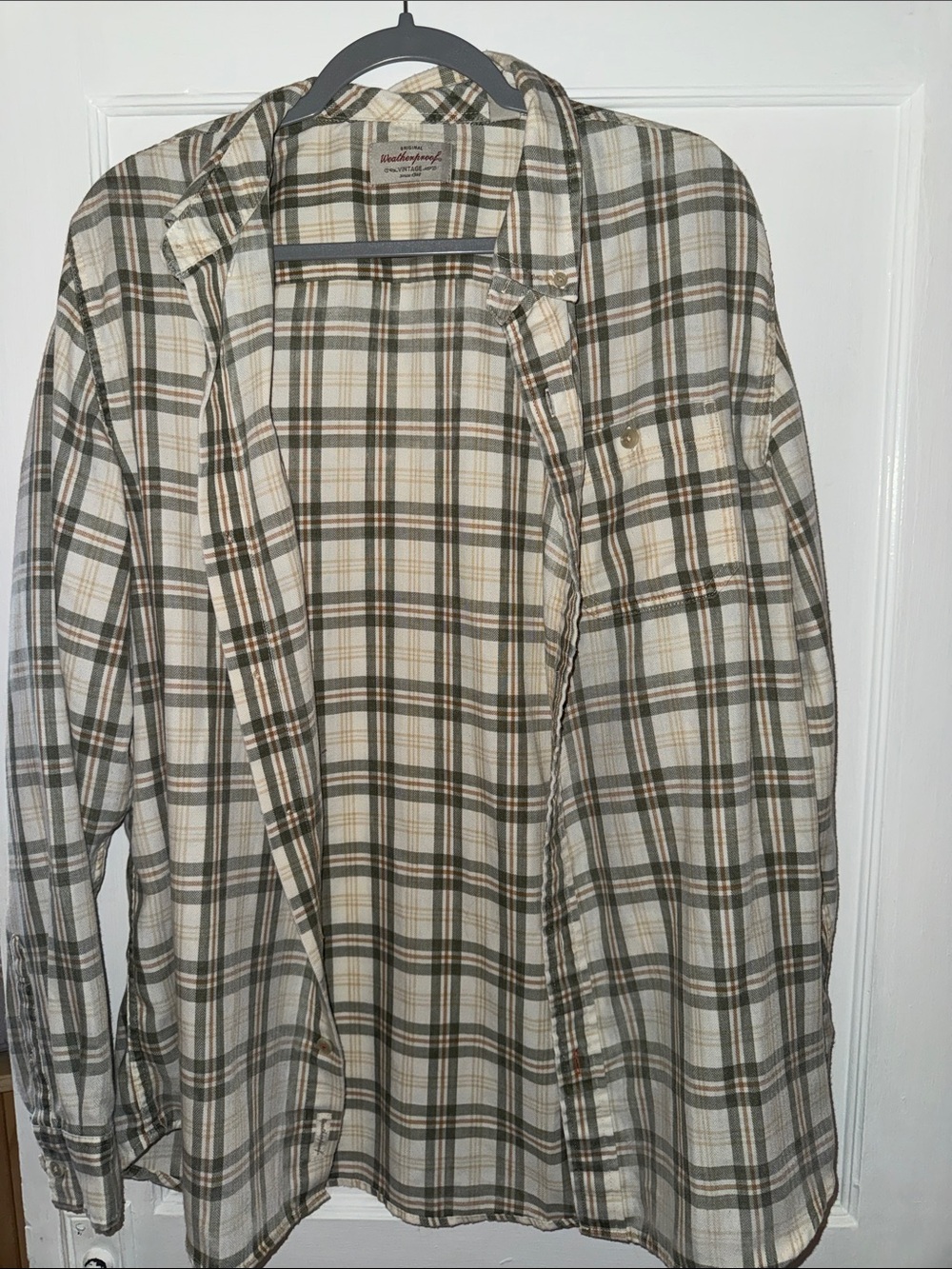 Weatherproof Olive and Cream Plaid Lightweight Button-Up Jacket